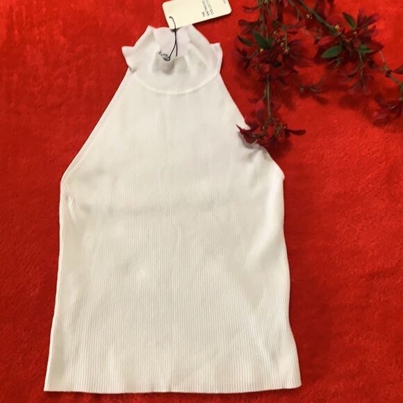 ✨nwt Zara Sleveless Ribbed Knit Mock Neck Top✨ - Picture 2 of 6